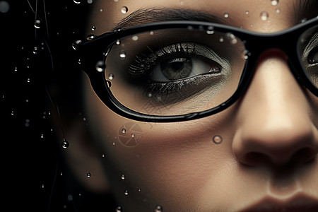 眼睛框女素材女人戴着黑框眼镜背景