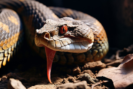 毒蛇盘旋猎食图片