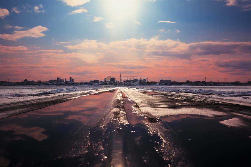 冰雪覆盖的跑道图片