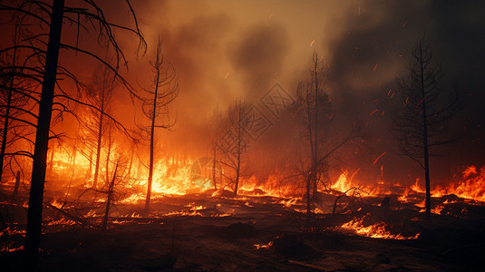 森林着火素材森林中的火灾背景