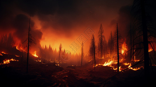 森林着火素材森林中发生的火灾背景