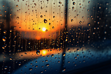 窗户上滴落的雨滴图片