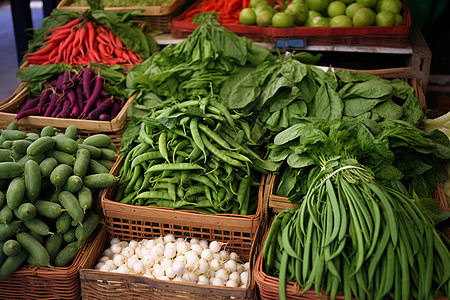 市场上的蔬菜水果摊图片