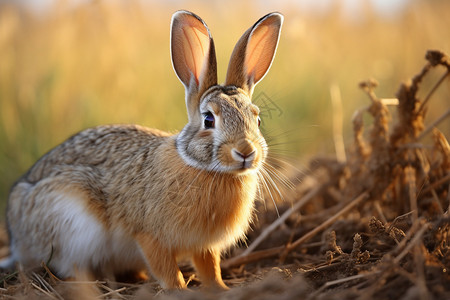 食草动物的可爱野兔背景图片