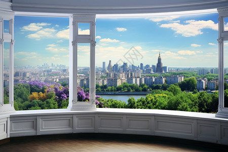 现代公寓的欧式落地窗背景图片