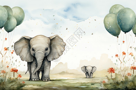 卡通大象创意插图图片