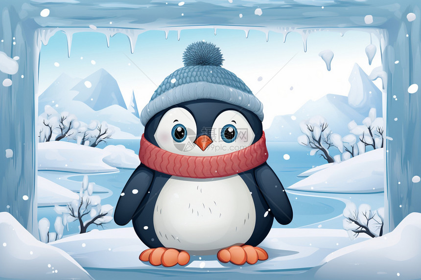 冬日里的可爱企鹅图片