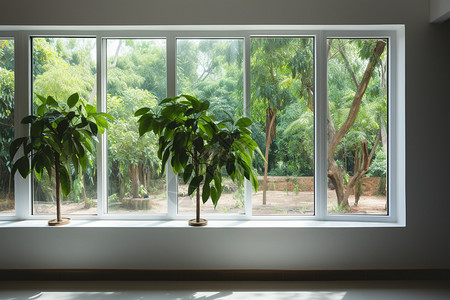 现代住宅房屋中的绿植盆栽背景