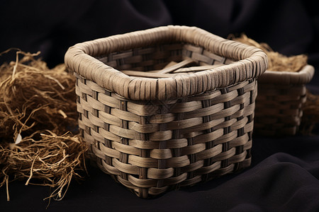 传统工艺编织的篮筐图片