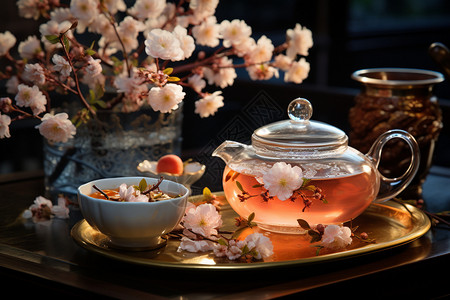 中式风格的茶具摆设图片