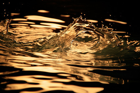 黄昏和反射水面波光粼粼的水面背景
