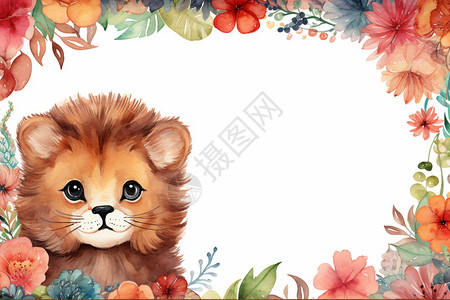 花环装饰中的狮子背景图片