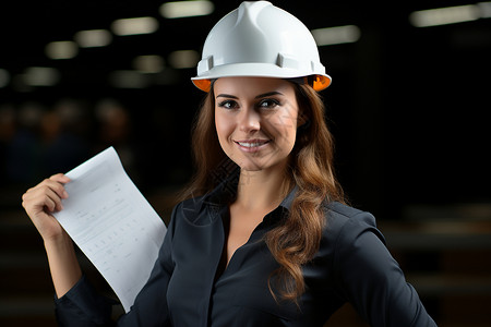 戴安全帽的女工程师图片