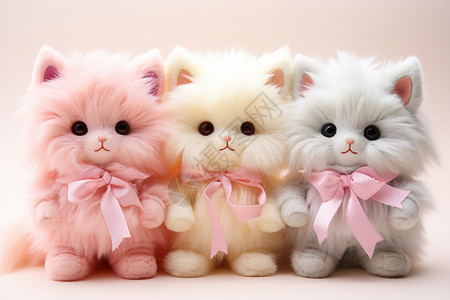 白色小猫玩偶可爱的毛绒玩具背景