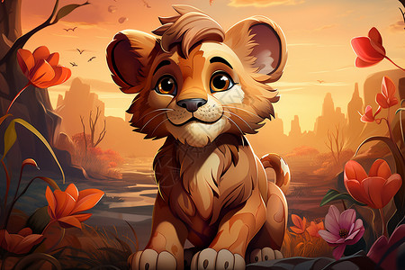 可爱设计的小狮子背景图片