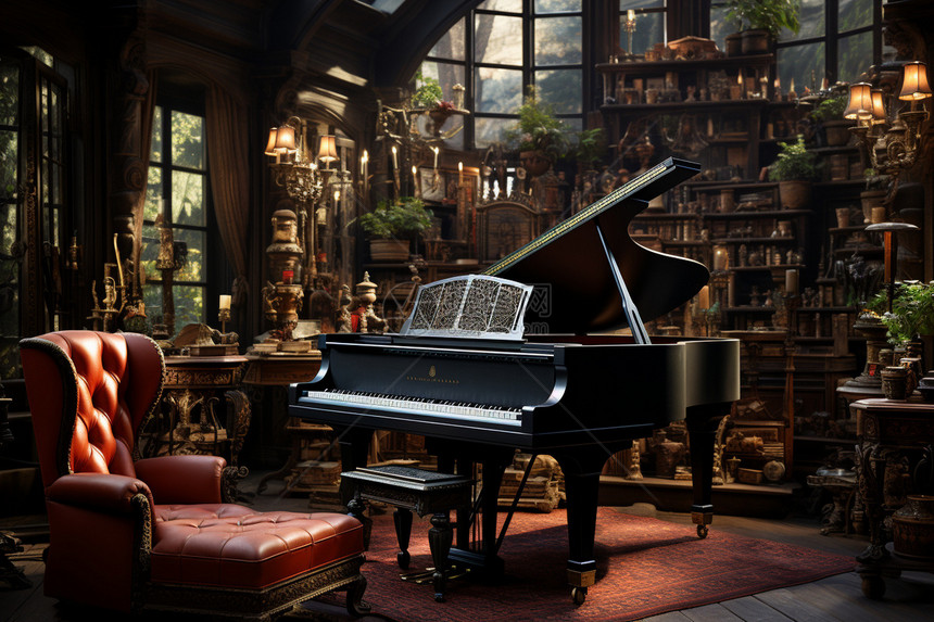 优雅的钢琴房图片
