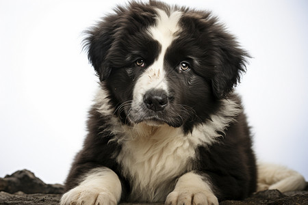 忧郁的黑白犬图片