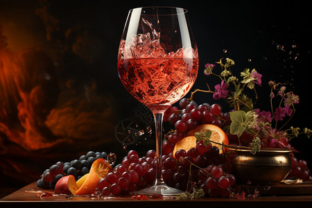 红葡萄酒香醇玻璃杯中的红葡萄酒背景