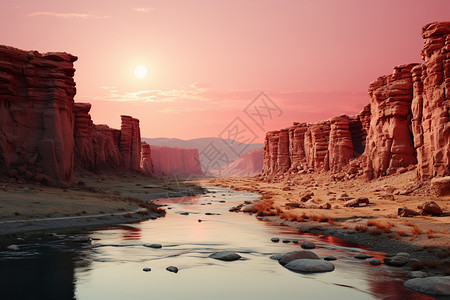 梦幻粉色的沙漠景观高清图片