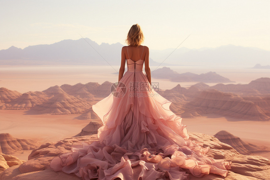 沙漠中的梦幻女子图片