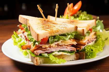 美味健康的三明治高清图片