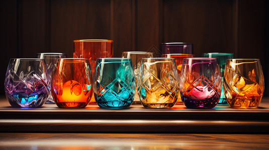古典的彩色玻璃杯图片