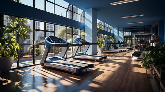 城市中的现代健身房高清图片