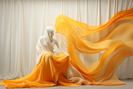 黄色布料的丝绸图片
