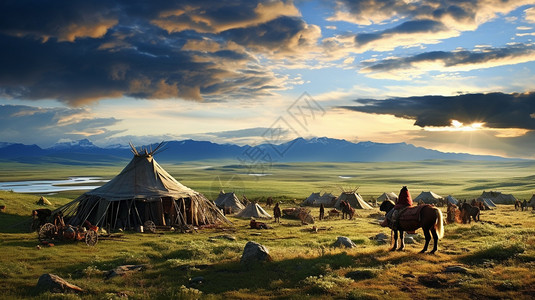 内蒙古大草原的美丽景观高清图片
