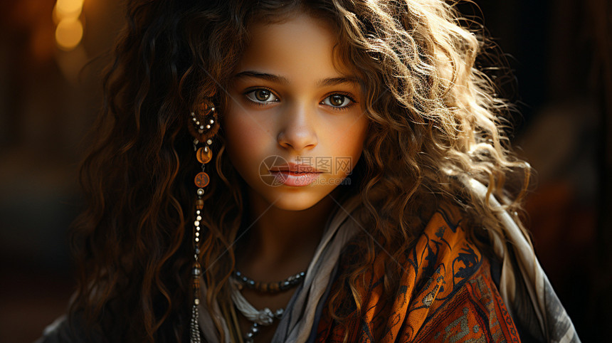 传统民族女孩肖像图片
