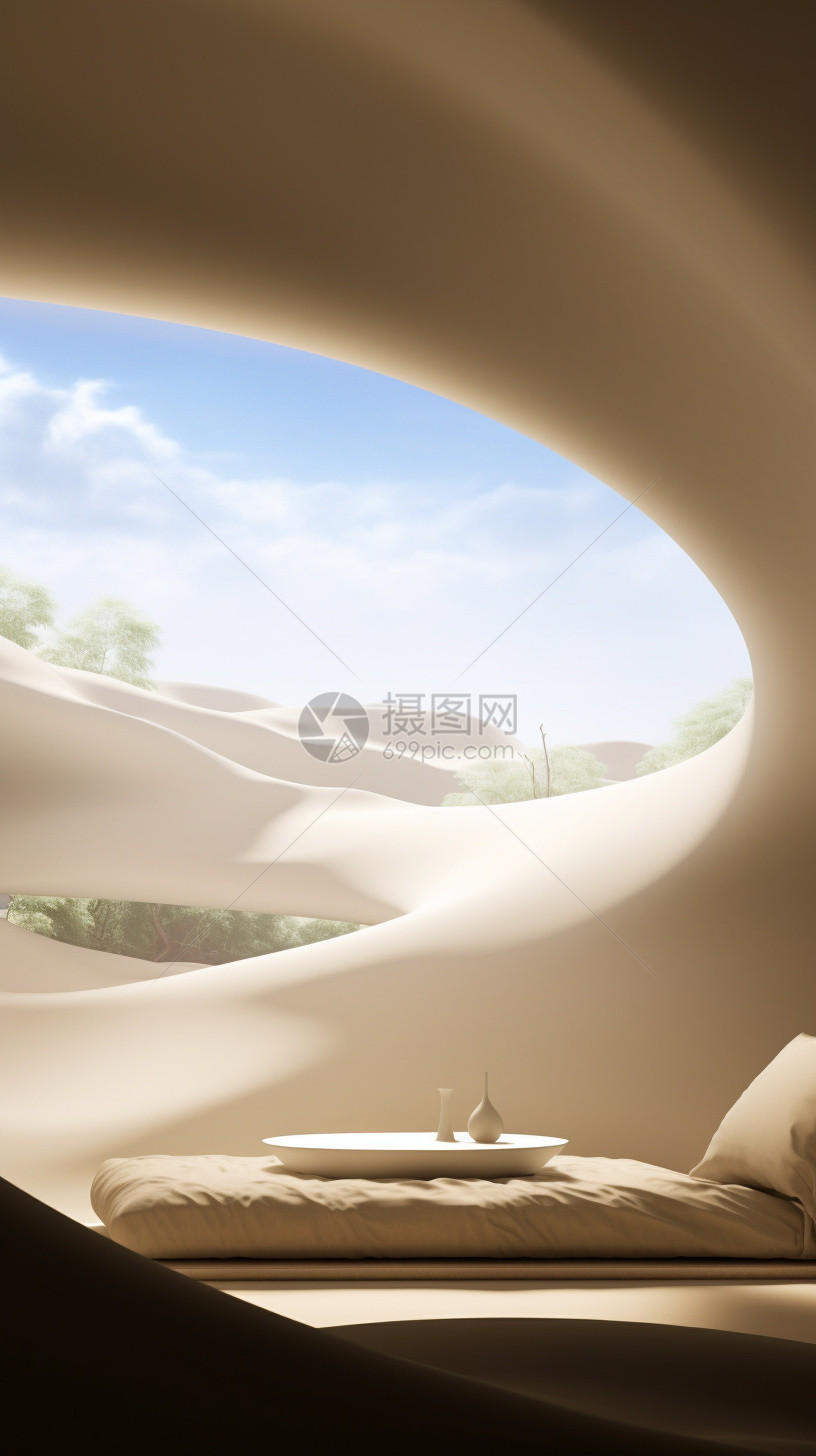 沙漠中的地下酒店图片