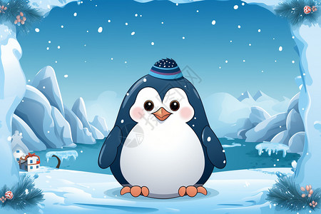 冰雪中的企鹅背景图片