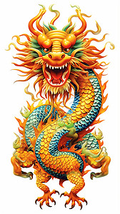 传统的中国龙彩色插画背景图片