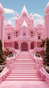 欧式城堡背景创意艺术芭比粉城堡设计图片