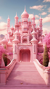 欧式城堡背景梦幻芭比粉城堡设计图片