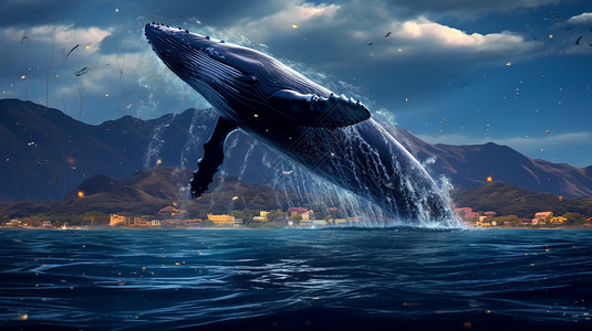 未来科幻鲸鱼星空图片