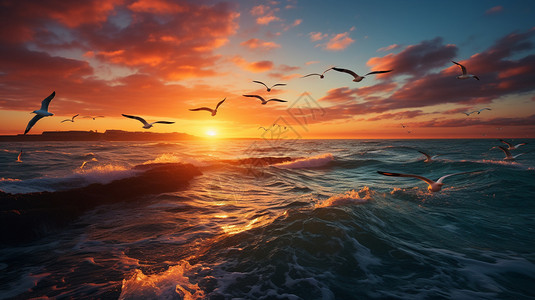 海面的海鸥图片