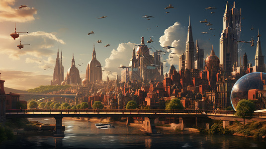 高科技的城市背景图片