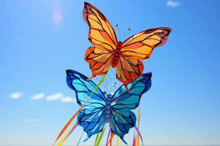 水彩风蝴蝶美丽的风筝背景