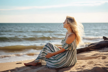 海边的女人图片