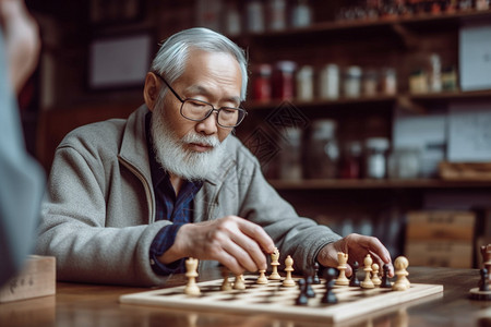 下棋的老人背景图片