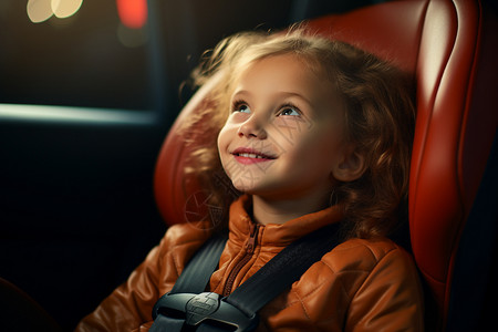 女孩坐在车内系着安全带图片