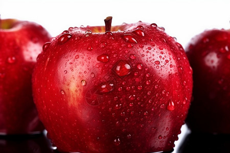 红色水润的水果苹果背景图片