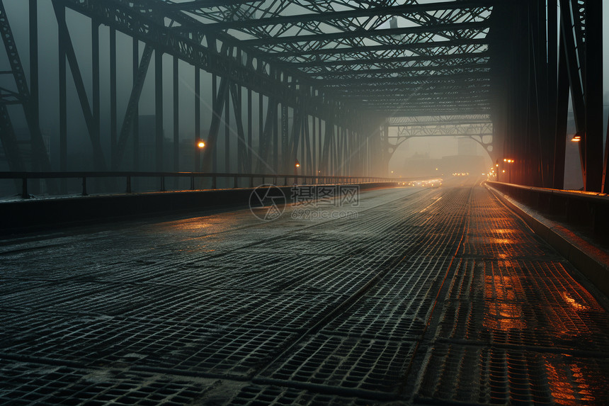 夜幕下的城市金属桥梁图片