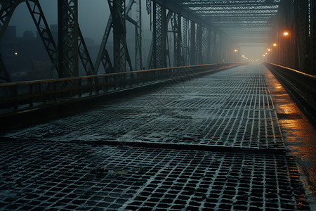 浓雾笼罩的城市桥梁图片