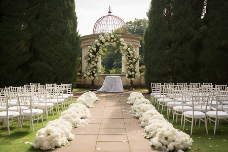 时尚的户外婚礼花园背景图片