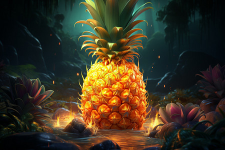 彩色的菠萝背景图片
