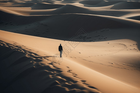无尽沙漠沙丘在沙漠流沙中跋涉背景