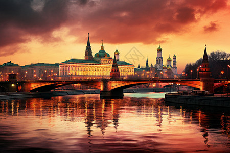 黄昏下美丽的俄式建筑图片