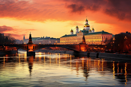 夜幕下的俄式皇家建筑图片